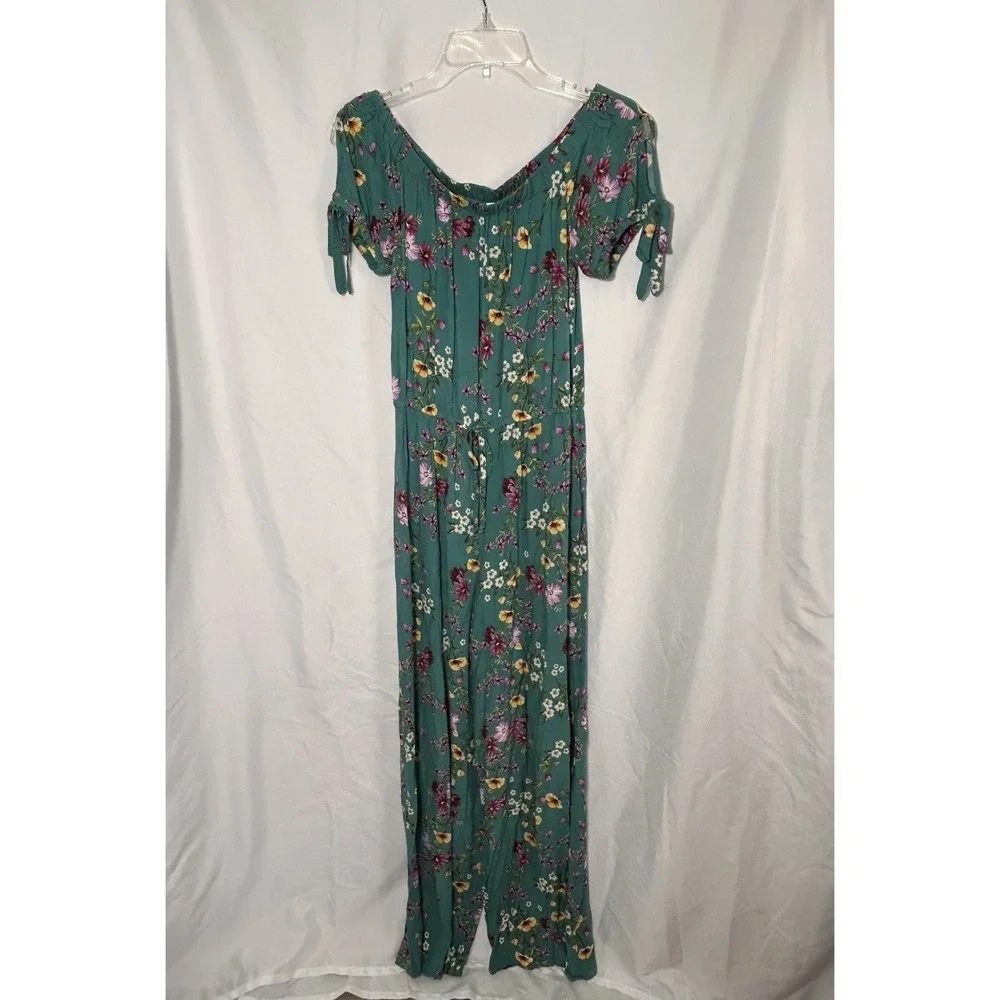 Exhilaration Women's Green Floral Jumpsuit‎ Size XS Summer Travel Vacation